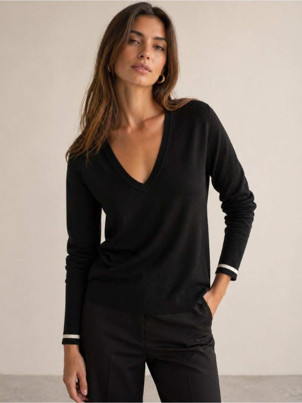 Monrow Soft Knit V-Neck Sweater